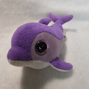 FLIPS Ty Beanie Boos Purple Dolphin Pink Eyes Stuffed Toy 2014 NO HANGTAG